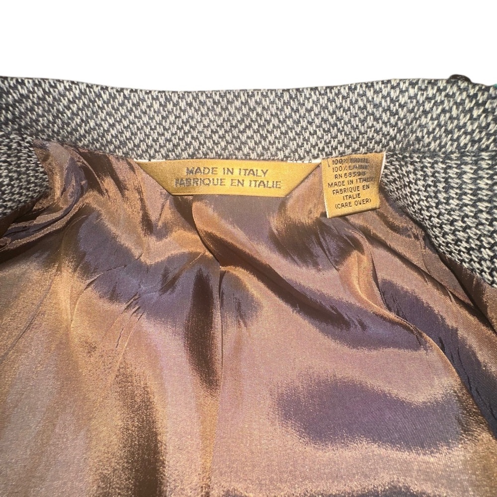 Vintage 80’s Donna Karan NY Blazer 42R Made in Italy Brown Wool Tweed Sport Coat - Picture 2 of 9